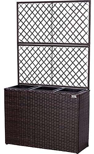 STILISTA Fioriera in polyrattan con 2 tralicci e 3 vasi interni rimovibili, in 4 colori diversi