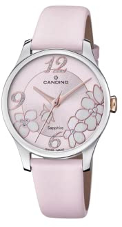 Candino Swiss Damenuhr Analog aus Leder Rosa | Quarzwerk, Widerstandsfähiges Saphirglas, Wasserdicht 5 ATM, y C4720/4, Lady