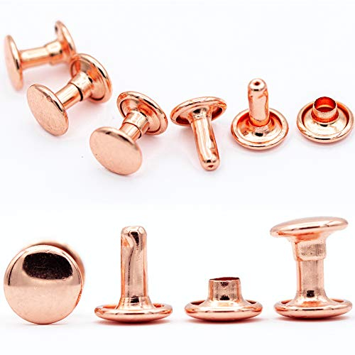 My Belt - 25 Stück Hohlnieten für Leder, Ledernieten 8mm Rosegold, Doppelkappe Nieten, Gürtelnieten Kappe
