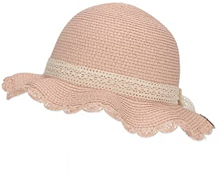 Sterntaler Strohhut Spitze - Modischer Hut mit Wellenkrempe und Spitzenband - Mädchen Sonnenhut - UV-Schutz 50+ Mütze - Baby und Kinder Kopfbedeckung - Strandkappe- zartrosa, Größe 49