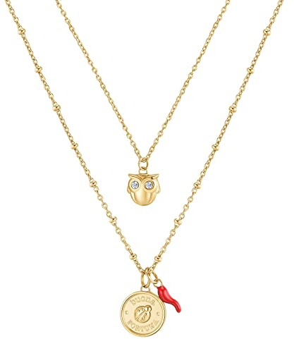 Brosway Collana Donna, Collana in Acciaio e Cristalli con Simbolo Gufo | Collezione Chakra - BHKN069