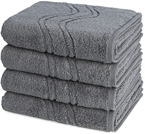 Ross - 4 teiliges Frottier-Set - Cashmere Feeling (4 X Handtuch im Set) - 520 g/m2 - Baumwolle - Walkfrottee - saugstark - weich und flauschig - Anthrazit