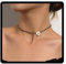 Carufin Crystal Glass Bead Clavicle Chain Corta semplice OT Buckle Flower Necklace Bead Accessori Gioielli a catena per donne e ragazze (Collana a 1 strati)