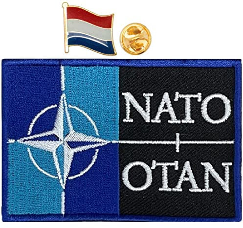 A-ONE NATO Logo Patch + Niederlande Militär Emaille Pin Aufnäher Patch für Army Gear Deck Jacke Navy Cloth Uniform Stiefel Windbreaker Molle Cap Weste NO.424+019P