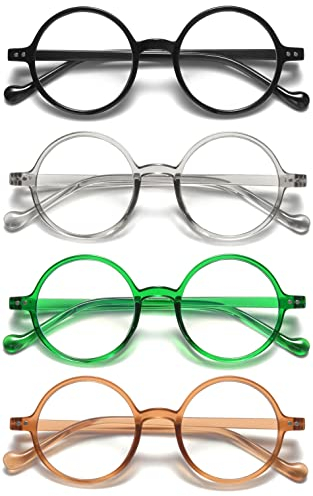 VEVESMUNDO Anti Blaulicht Lesebrille Damen Herren Runde Retro Groß Kunststoff Blaulichtfilter Lesehilf Sehhilfe Brille +1.0,+1.5,+2.0,+2.5,+3.0,+3.5,+4.0 (4 Stück Lesebrillen Set, +2.5)