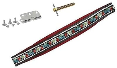 Steirische Harmonika 3-reihig Bassriemen Bassgurt + Spindel Edelweiss rot