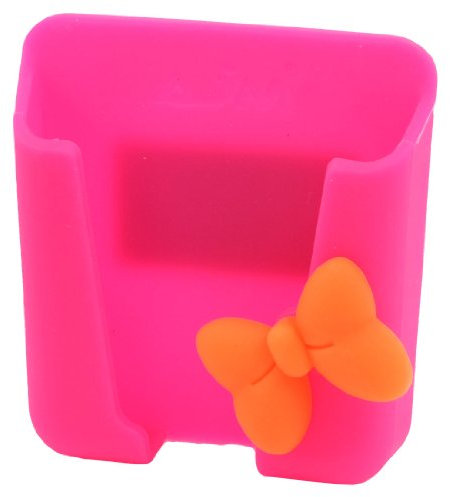 Ruilogod Magenta Silikon Bowknot Decor Mobiltelefonkarte MP3-Halter für Auto