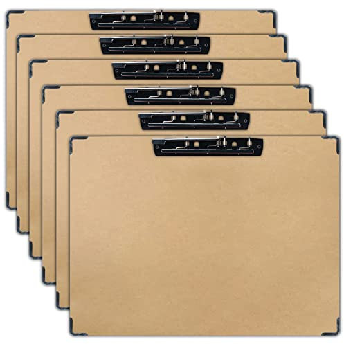 Klemmbrett, 28,9 x 43,2 cm, Querformat mit Hardware, Eckschutz, extra großes Klemmbrett, Hartfaserplatte mit 20,3 cm Jumbo-Hebelclip, Klemmbretter 28,9 x 43,2 cm, Holzfarbe, 6 Stück
