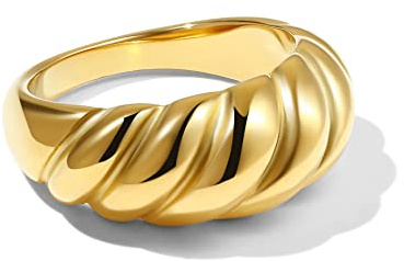 Dorosé Damen Schmuck Twista Dome Ring Edelstahl 18k vergoldet Wasserfester Schmuck Geschenk für Damen Gold 56