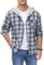 MCEDAR Herren Flanell Hoodie Plaid Shirts Jacke Casual Langarm Button Down Leichtes Kapuzenshirt, Hellblau 11403, Klein