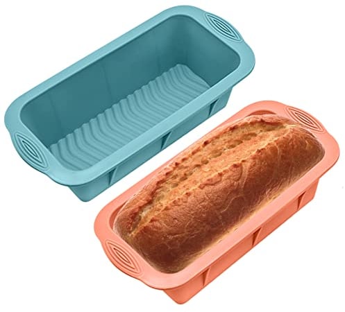 2 Piezas Moldes de Silicona para Hornear Pan, Molde para Hornear Tostadas, Molde Bizcocho Rectangular Antiadherente Silicona para Hornear Pasteles, Pan - 25 x 13,2 x 7 cm
