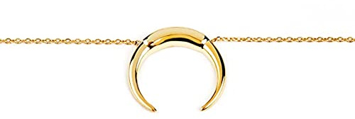 Elegant jewel box Women's Double horn necklace in solid gold 9k, 14k &18k, Crescent moon necklace, Rose gold Horn pendant, 15x15mm