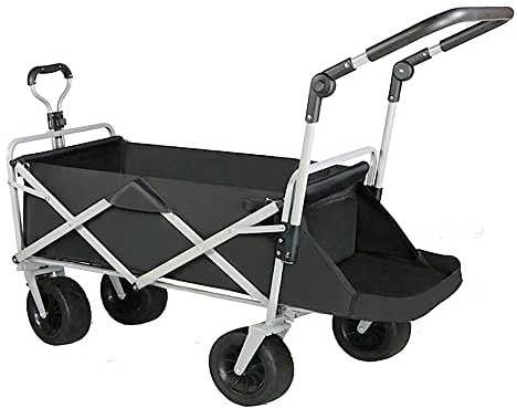 KNOXC Trolleys, Outdoor-Klappwagen Mit Breitem Rad Doppelbremse Ausziehbares Griff Handwagen Klappern G-Arden Trolley Werkzeugtrolley Wechseln 180/Schwarz