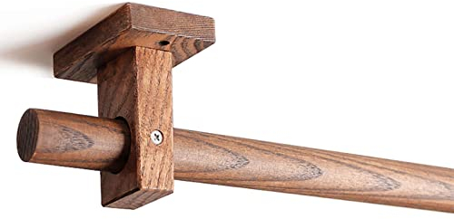 Yi Chen Modern Gardinenstangen Aus Holz Mit 2 Halterungen, Schwerlast Aus Holz Kurz Gardinenstangen 29mm Durchmesser Einzel Vorhangstange Für Wohnkultur, Ohne Ring-B-120CM