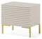 Selsey Table De Chevet avec Placard À Lamelles sur Pieds Dorés 46 x 44 cm Table De Nuit Beige Gris Lammelo