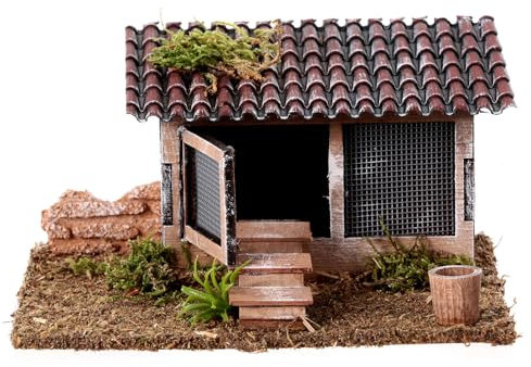 Hühnergehege, Krippenzubehör, rustikaler Stil, 20x15x15 cm