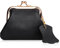 Oyachic Porte Monnaie Cuir Leather Coin Purse Portefeuille Fermoir clic clac Retro Wallet Poches pour Femme Homme (Noir)