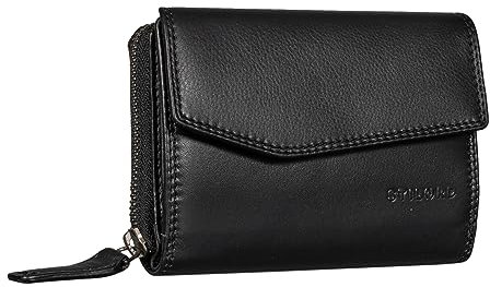 STILORD 'Lark' Damen Geldbörse Leder RFID Groß Geldbeutel Vintage Portemonnaie für Frauen NFC Schutz Ledergeldbörse Damen Echt Leder, Farbe:schwarz