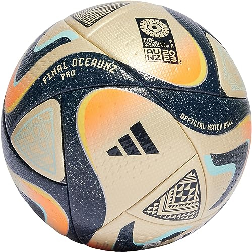 adidas Ballon de Football Officiel de la Coupe du Monde des Féminines de la FIFA Pro – Le Choix pour l'élite de Football féminin (doré métallisé/Bleu foncé/Turquoise Transparent/Orange Solaire),