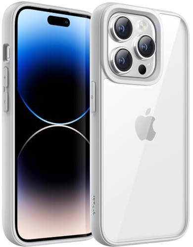 JETech Case for iPhone 14 Pro Max 6.7-Inch, Shockproof Phone Bumper Cover, Solid Color Matte TPU Frame, Anti-Scratch Clear Back (Silver)