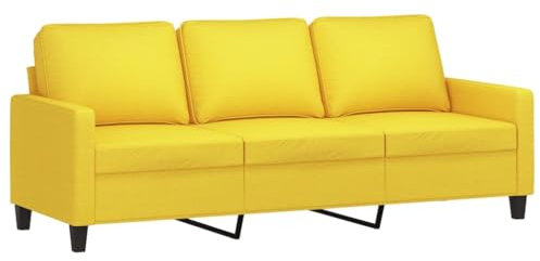 vidaXL Sofá de 3 Plazas, Asiento con Respaldo Reposabrazos Acolchados, Sofá Tapizado de Descanso, Sillón para Salón Hogar, Tela Amarillo Claro