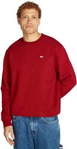 Tommy Jeans Sweat Homme Regular Fit Flag Fleece Col Ras-du-Cou, Rouge (Regatta Red), XL