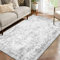 WONGS BEDDING Vintage Teppich Wohnzimmer Schlafzimmer Grau Grünlich Teppich Boho Kurzflor Teppiche Waschbar Weich rutschfest Orientalisch Design, 80x150 cm