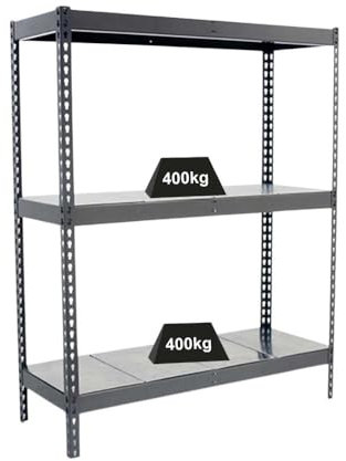 PROREGAL Schwerlastregal MID Metal YETI Three | HxBxT 150x120x45cm | Fachlast 400kg | Grau | Regal Standregal Werkstattregal Lagerregal Kellerregal