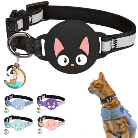 Kittytag Reflective Airtag Cat Collar With Air Tag Holder And Bell, Quick Release Cat Collar, Compatible With Airtag And Iphone, Safe, Adjustable, And Anti-choke Apple Airtag Holder For Cats (Black)