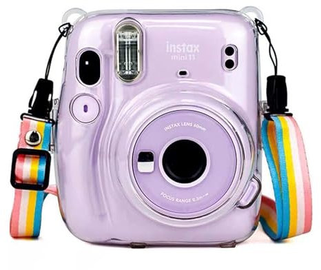 Eyeon - Custodia trasparente per fotocamera istantanea Fujifilm Instax Mini 11, custodia rigida protettiva con tracolla, custodia trasparente per Fujifilm Mini 11 accessorio, Trasparente, Organizer