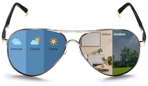ROCKNIGHT Lunettes de soleil polarisées photochromiques pour homme - Lunettes de soleil UV400 - Unisexe - Pour extérieur et intérieur