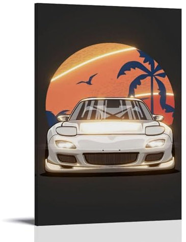 LKKHPEP JDM Auto-Kunst-Poster, Leinwand, Wandkunst, dekorative Wohnkultur, Gemälde für Wohnzimmer, Schlafzimmer, 60 x 90 cm, Rahmenstil