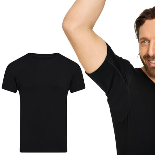 jbs Anti-Schweiß Shirt für Herren–Schweißresistentes Unterhemd mit Membran-Technologie–Bambus & Baumwolle–Schutz vor Schweißflecken – XXL – Schwarz – 1er Pack