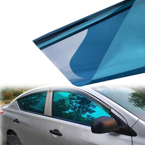 XhuangTech Car Window Tint Film, 35% VLT Side Window Solar Protection Film Anti Glare Privacy Heat Insulation & UV Block Scratch Resistant Membrane (Plated Blue, 0.75x3M)