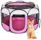 Welpenlaufstall, Laufstall Faltbarer Für Haustiere 74x74x43cm, Tragbarer Welpenauslauf Katzengehege, Katzenkäfig Hundezelt, Ideal Pets Auslauf Für Katzen Hunde Hasen Kleintiere（Rosa）