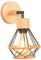 iDEGU Applique Murale Industrielle Design Cage en Métal Bois Rétro Lampe Murale Ajustable Luminaire Plafonnier Vintage Applique Intérieure pour Chambre Couloir Salon, 16CM (Noir avec Corde de Chanvre)