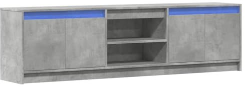 vidaXL Meuble TV avec LED Gris béton 180x34x50 cm Bois d'ingénierie, Banc TV, Meuble HiFi, Centre de Divertissement, Buffet TV, Meuble multimédia