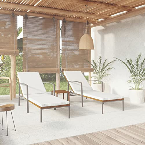 Sufrk Sonnenliegen 2 STK. mit Tisch Poly Rattan Braun Saunaliege Campingliege Sonnenliege Klappbar Sonneninsel