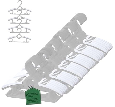 MangoKit 30 Pack Baby Kleiderbügel, 28-36,8cm Kunststoff Ausziehbare Stapelbare Kinderkleiderbügel mit Hosenständer, Antirutsch und Platzsparende Mitwachsende Hangers für Baby Kinder Teenager (Grau)