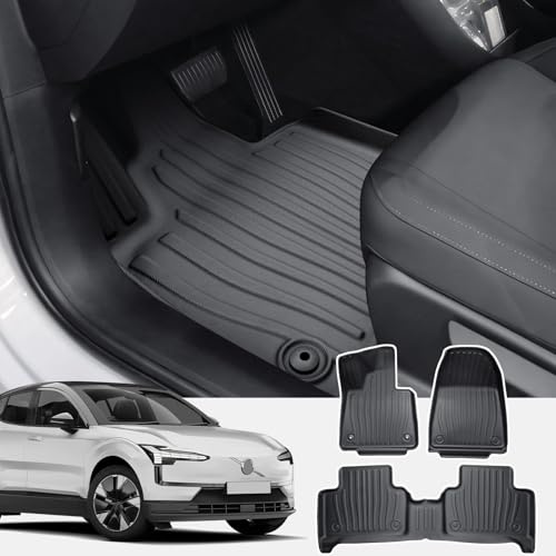 CDEFG Kompatibel mit Volvo EX30 2024 2025 Fußmatten, Fussmatten TPE Auto EX30 Wasserdicht Einfach zu Säubern Premium Allwetter Gummimatten vorn+hinten Matten 3D EX30 Zubehör