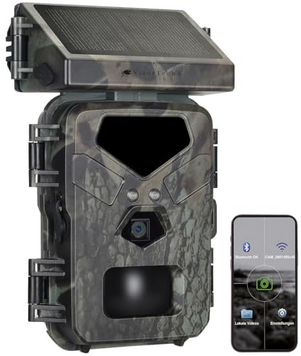 VisorTech Wildkamera Nachtsicht: WLAN-4K-Wildkamera mit Solarpanel, Versandrückläufer (mit Handyübertragung, mit SD-Karte WLAN, Solar)