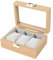 Nishiyuenyi Scatola Porta Orologi in Legno con Piano in Vetro per Gioielli E Orologi, 3 Slot