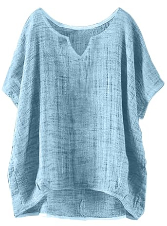Blusas Mujer Verano Manga Corta Basica Tallas Grandes Camisetas Algodón y Lino Moda Vestir Camisas Elegantes Cómoda Blusa Transpirable Boda Camiseta Informal Shirts Oficina Tops Trabajo 2025