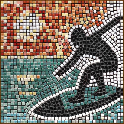 ALEA Mosaic Komplettes handwerkliches Mosaik-Set 20x20 cm Surfer