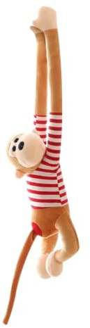 Hoite Singe suspendu, mignon singe en peluche à manches longues, gibbon peluche, cadeau animal marron clair
