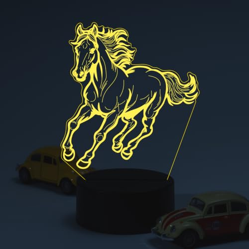 Fanimyholy Pferd Lampe, Pferd 3D Illusion Lampe, USB/Batterie, 16 Farben | Pferd 3D Lampe, Licht mit Fernbedienung und Smart Touch, Dekoration für Kinderzimmer, Überraschungsgeschenk für Kinder