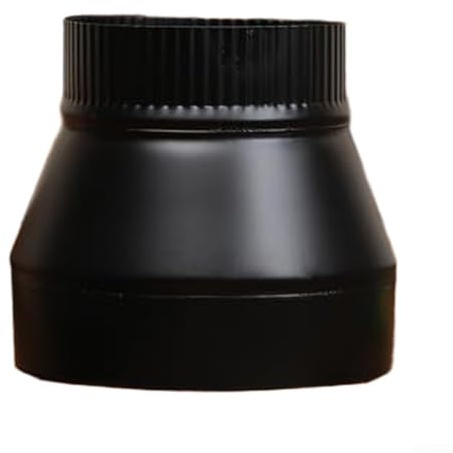 Adaptateur réducteur de tuyau de poêle en acier avec revêtement noir mat pour raccordement de conduit de cheminée de poêle à bois et rénovation de cheminée, connecteur de conduit de ventilation
