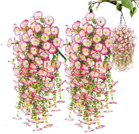 Artificiella petunia blommor för utomhusbruk 2 Stycken Träds Falska Blommor | Ser ut riktiga petunior för Uteplatsen Verandan TrädBakInomhus och Balkong Utomhuset Bröllopsfest