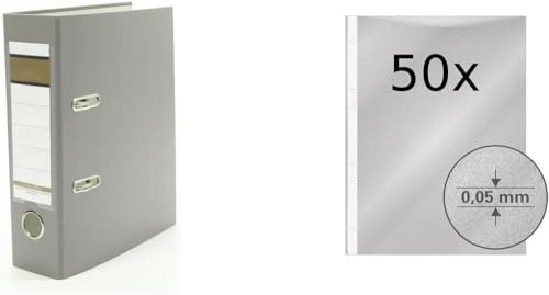Ordner / DIN A5 / 75mm / Farbe: grau + 50 Prospekthüllen