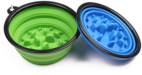 Payxuan Gamelle Chien Pliable Gros Anti Glouton Bol à Eau de Voyage en Silicone pour Chien - 1000ml